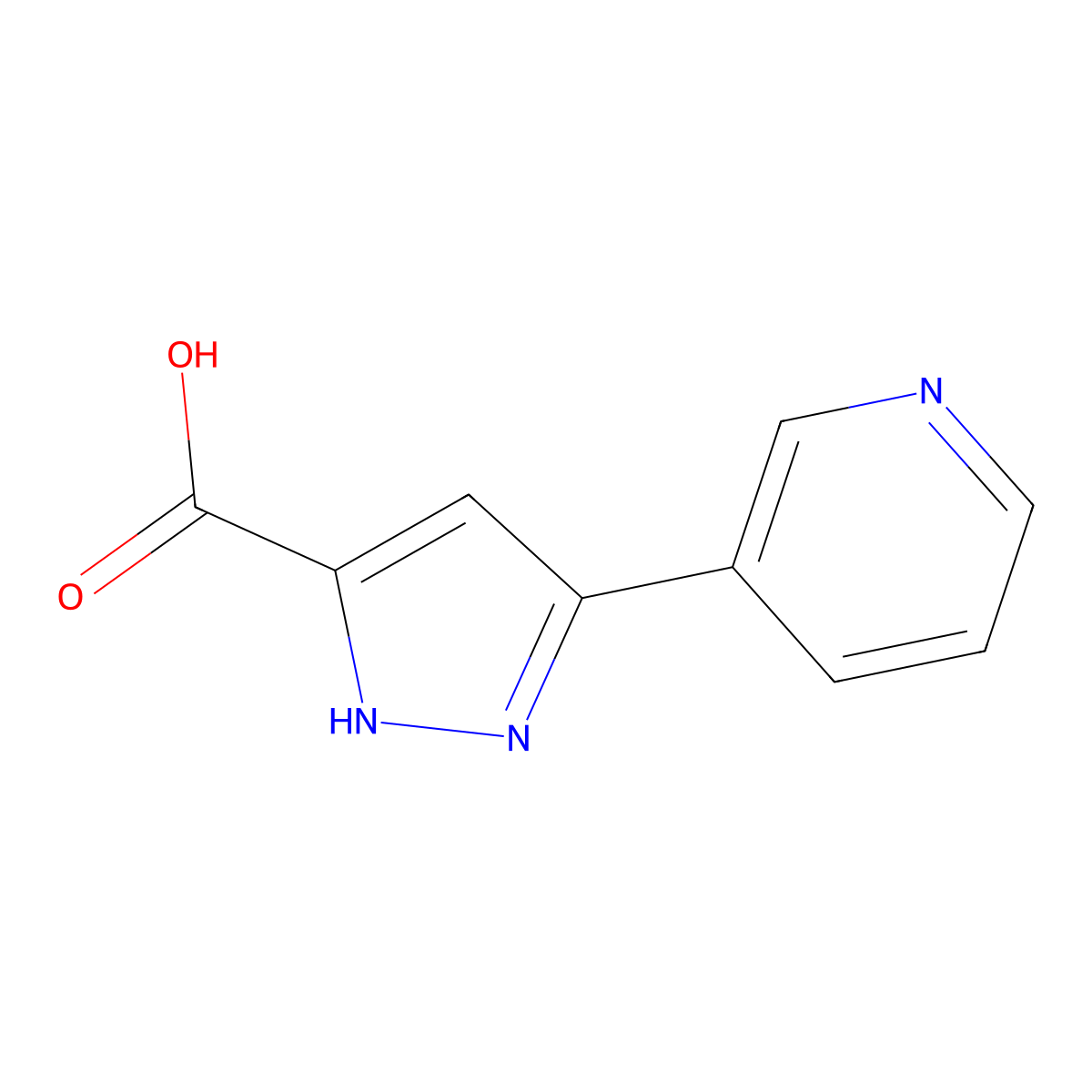 3-(pyridin-3-yl)-1H-pyrazole-5-carboxylic acid molecular structure, CAS 374064-01-4