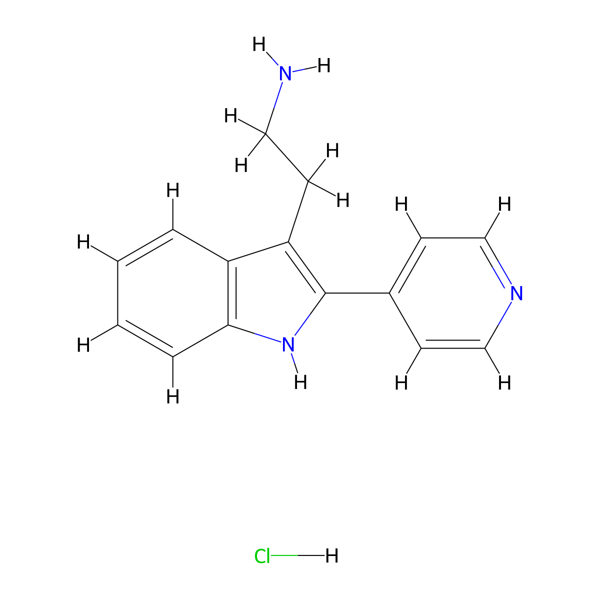 2-(2-(Pyridin-4-yl)-1h-indol-3-yl)ethanamine hydrochloride molecular structure, CAS 374064-06-9