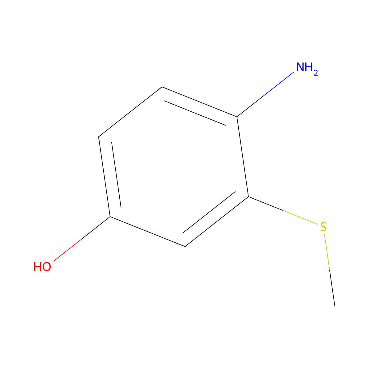 4-Amino-3-(methylsulfanyl)phenol molecular structure, CAS 37407-24-2