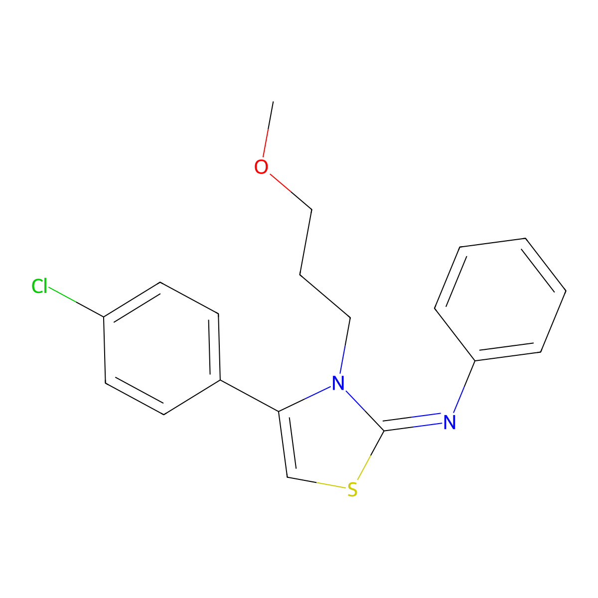 N-[(2Z)-4-(4-chlorophenyl)-3-(3-methoxypropyl)-1,3-thiazol-2(3H)-ylidene]aniline molecular structure, CAS 374083-50-8
