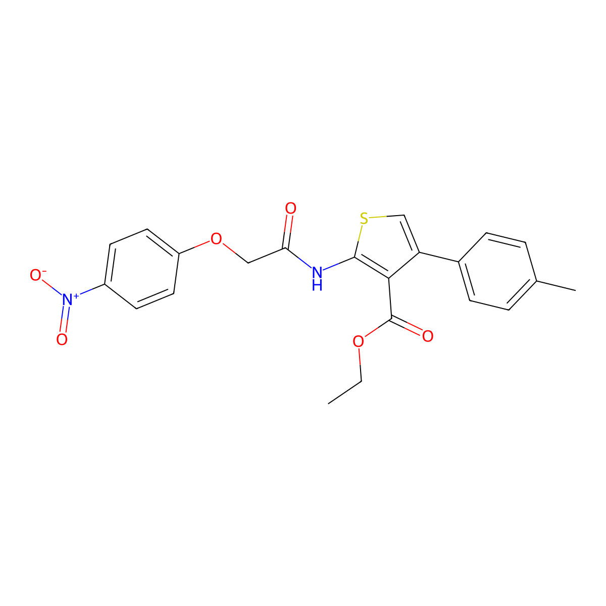 Ethyl 4-(4-methylphenyl)-2-[[2-(4-nitrophenoxy)acetyl]amino]thiophene-3-carboxylate molecular structure, CAS 374084-10-3