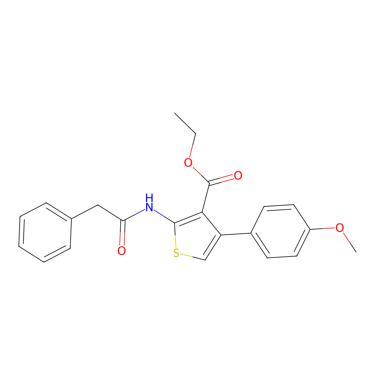 Ethyl 4-(4-methoxyphenyl)-2-[(phenylacetyl)amino]thiophene-3-carboxylate molecular structure, CAS 374084-19-2