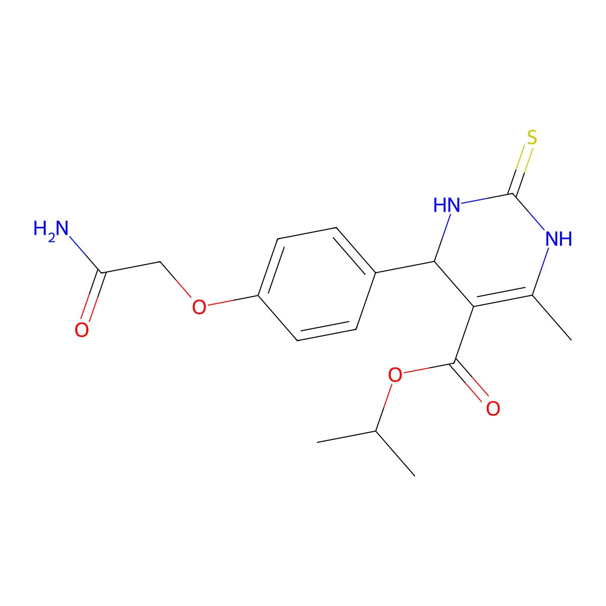 Propan-2-yl 6-[4-(2-amino-2-oxoethoxy)phenyl]-4-methyl-2-sulfanyl-1,6-dihydropyrimidine-5-carboxylate molecular structure, CAS 374084-29-4