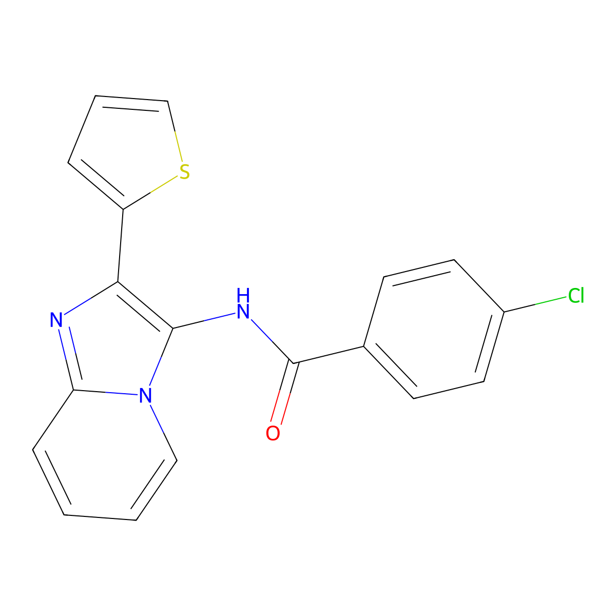 4-chloro-N-(2-(2-thienyl)imidazo(1,2-a)pyridin-3-yl)benzamide molecular structure, CAS 374084-31-8