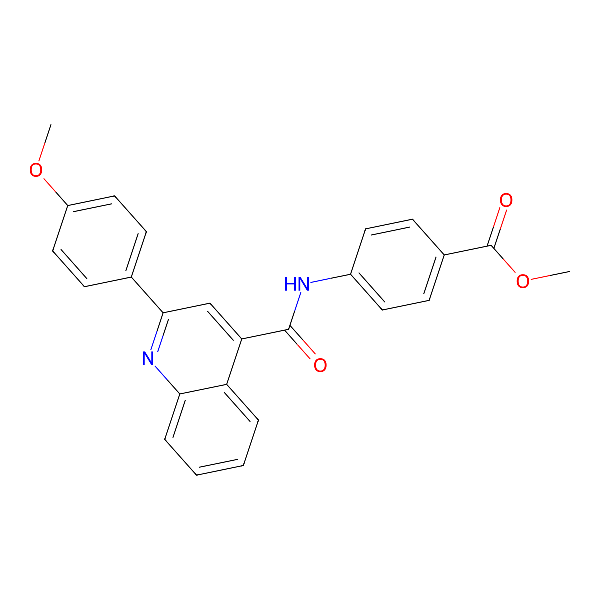 Methyl 4-[[2-(4-methoxyphenyl)quinoline-4-carbonyl]amino]benzoate molecular structure, CAS 374086-06-3