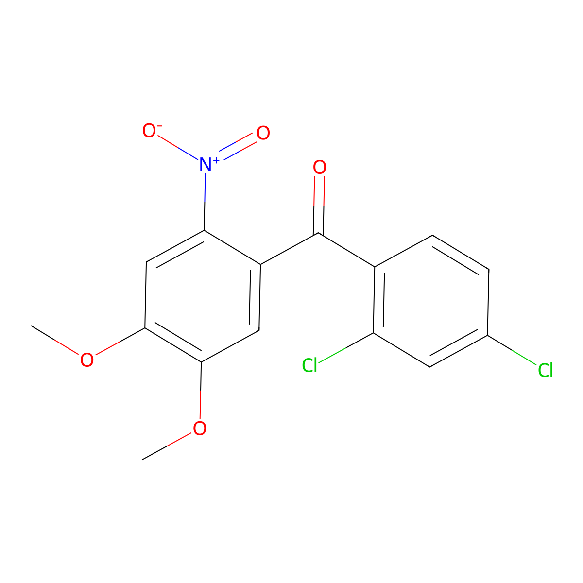 (2,4-Dichlorophenyl)(4,5-dimethoxy-2-nitrophenyl)methanone molecular structure, CAS 374086-20-1