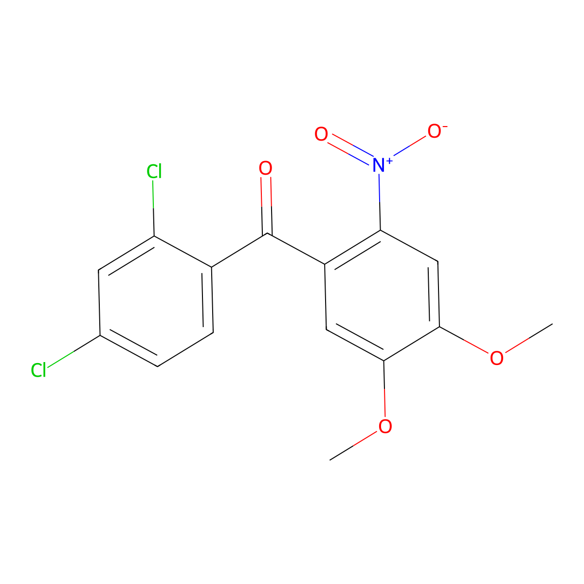 (2,4-Dichlorophenyl)(4,5-dimethoxy-2-nitrophenyl)methanone molecular structure, CAS 374086-20-1