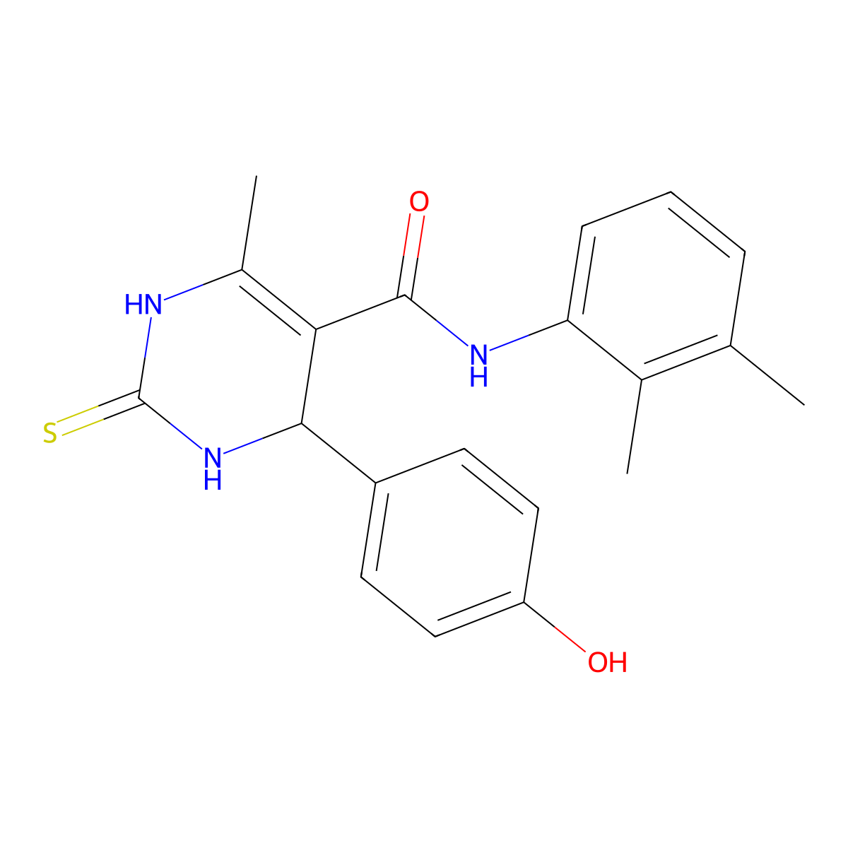 N-(2,3-dimethylphenyl)-4-(4-hydroxyphenyl)-6-methyl-2-sulfanylidene-3,4-dihydro-1H-pyrimidine-5-carboxamide molecular structure, CAS 374086-68-7