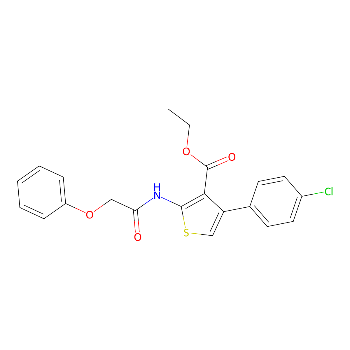 Ethyl 4-(4-chlorophenyl)-2-[(2-phenoxyacetyl)amino]thiophene-3-carboxylate molecular structure, CAS 374087-38-4