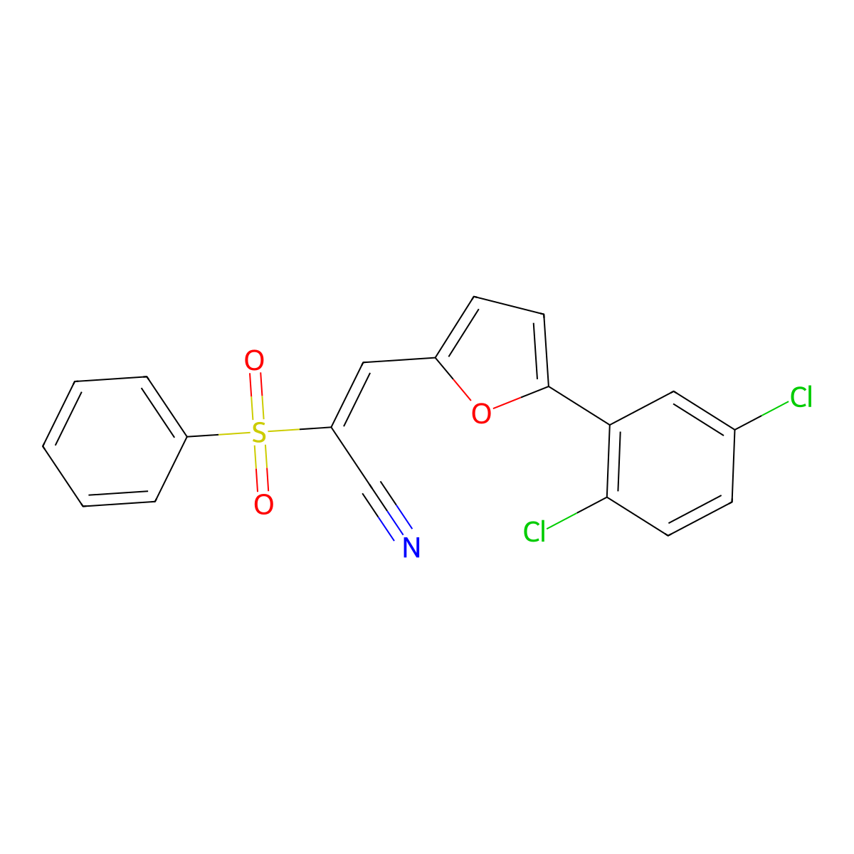 2-(Benzenesulfonyl)-3-[5-(2,5-dichlorophenyl)furan-2-yl]prop-2-enenitrile molecular structure, CAS 374087-60-2