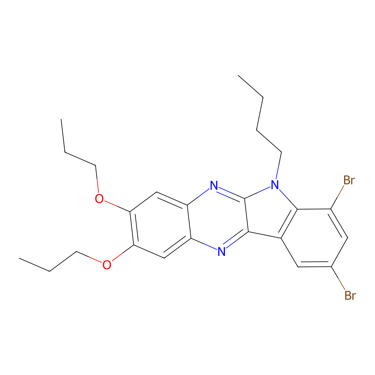 2,4-Dibromo-5-butyl-8,9-dipropoxyindolo[2,3-b]quinoxaline molecular structure, CAS 374087-65-7
