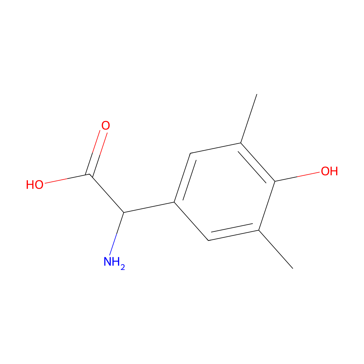 2-Amino-2-(4-hydroxy-3,5-dimethylphenyl)acetic acid molecular structure, CAS 37409-33-9