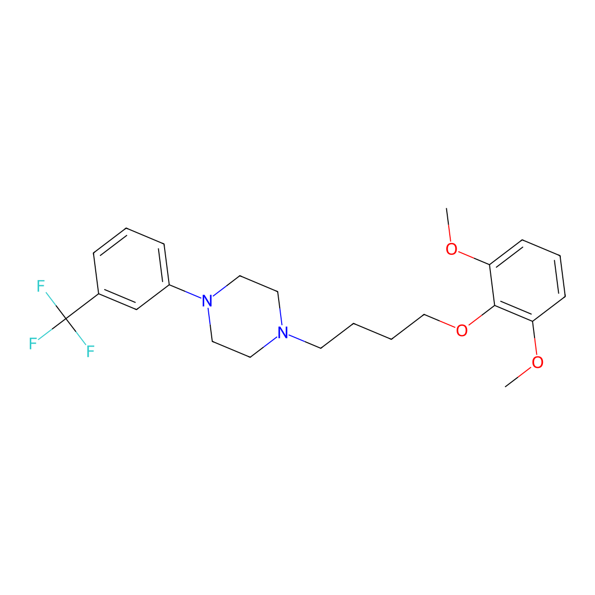 1-[4-(2,6-Dimethoxyphenoxy)butyl]-4-[3-(trifluoromethyl)phenyl]piperazine molecular structure, CAS 374090-30-9