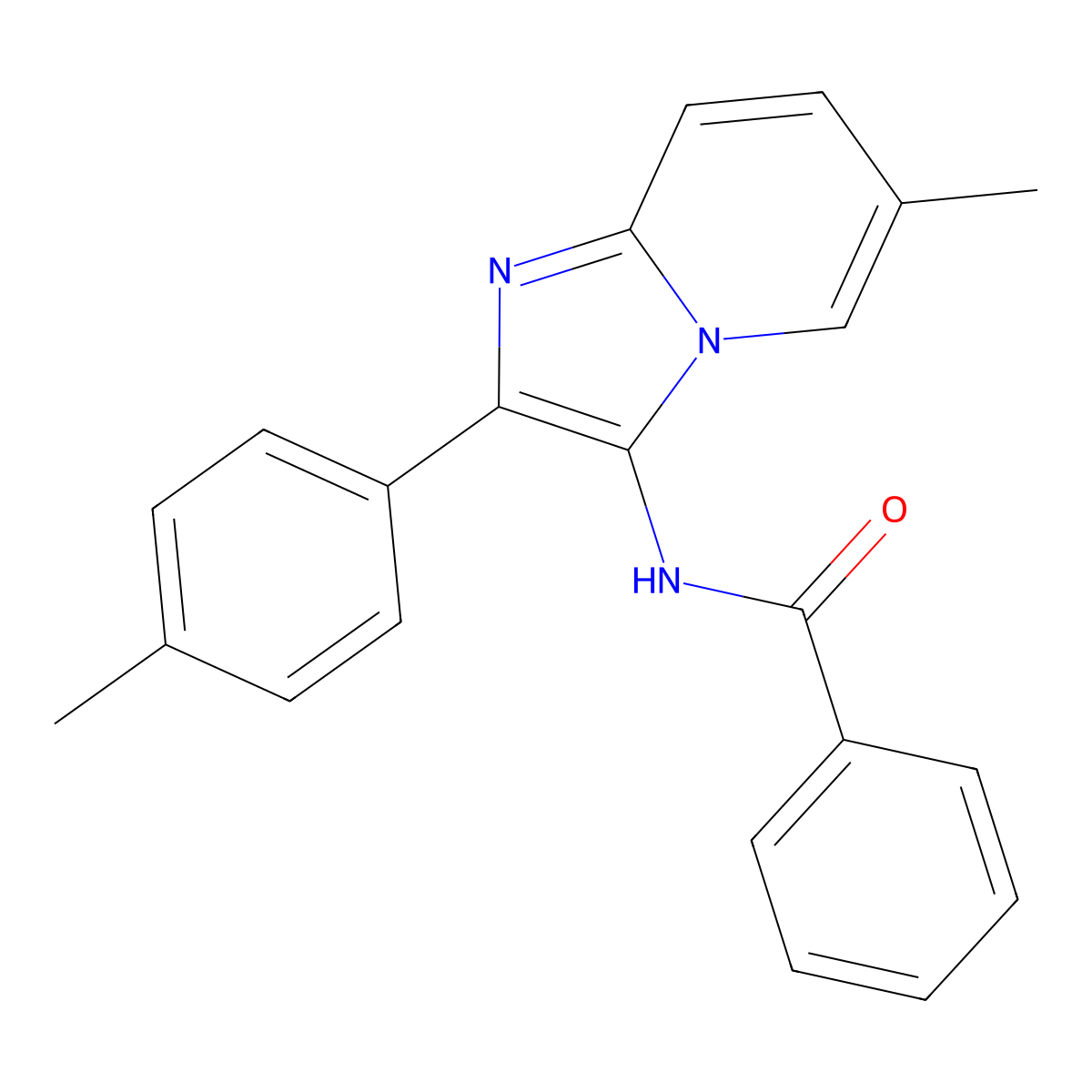 N-[6-methyl-2-(4-methylphenyl)imidazo[1,2-a]pyridin-3-yl]benzamide molecular structure, CAS 374090-93-4
