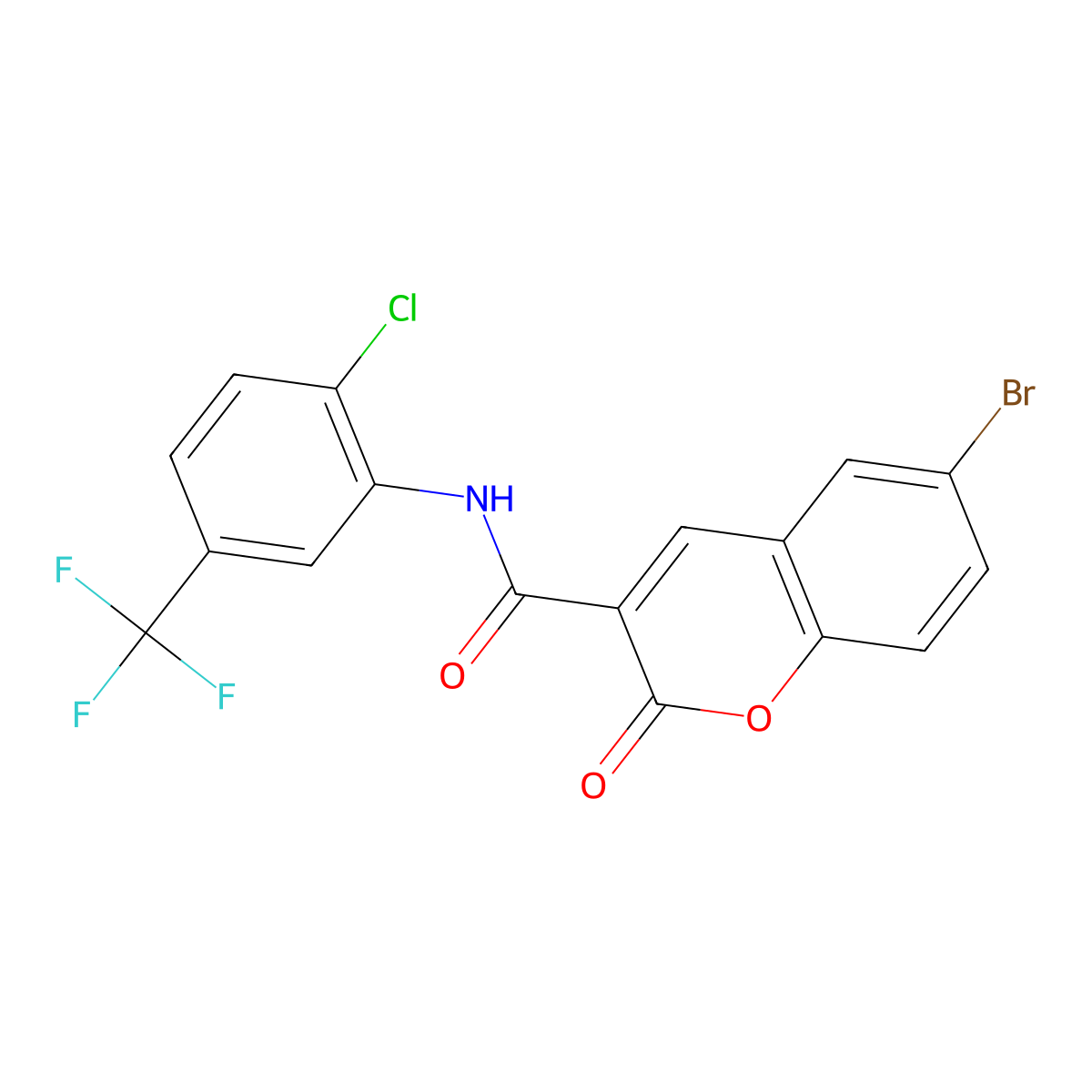 6-bromo-N-[2-chloro-5-(trifluoromethyl)phenyl]-2-oxo-2H-chromene-3-carboxamide molecular structure, CAS 374091-15-3