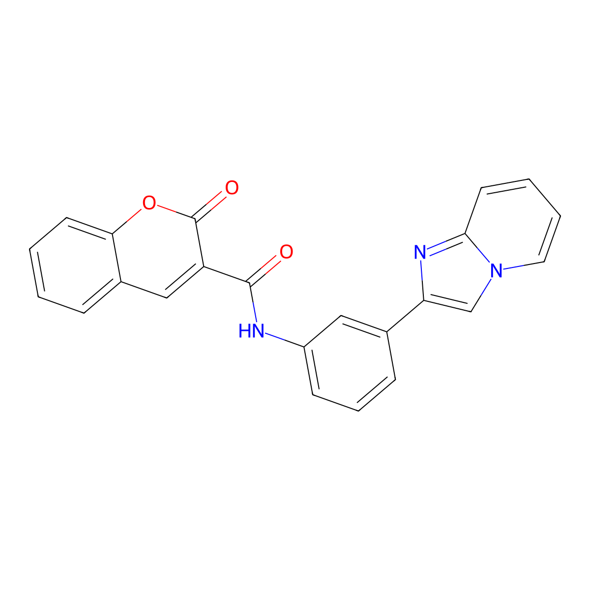 N-(3-imidazo[1,2-a]pyridin-2-ylphenyl)-2-oxochromene-3-carboxamide molecular structure, CAS 374091-20-0