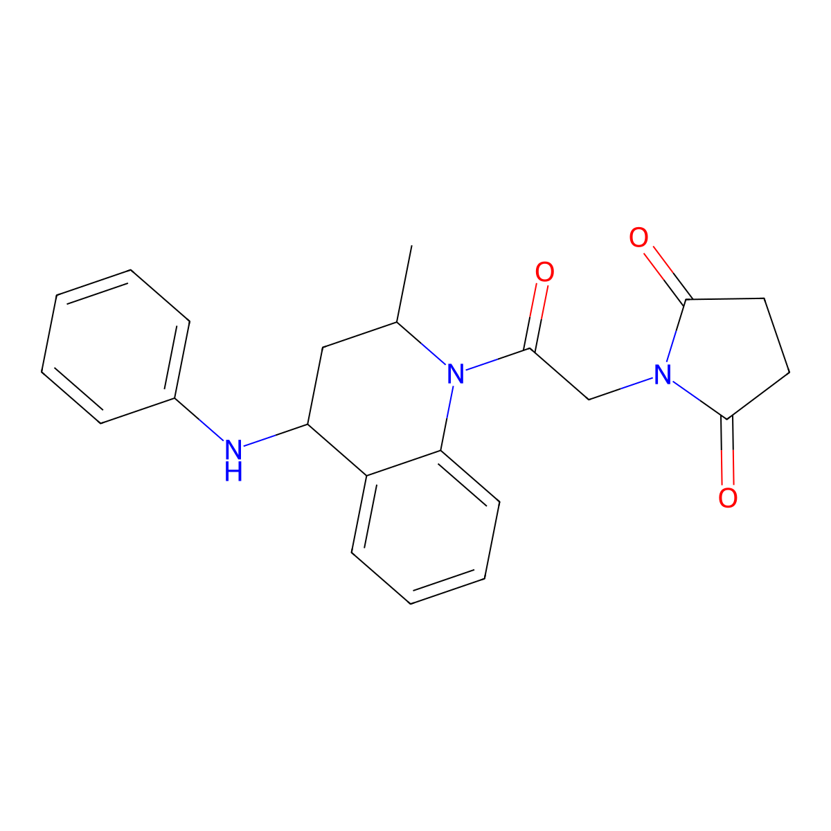 1-[2-(4-Anilino-2-methyl-3,4-dihydro-1(2H)-quinolinyl)-2-oxoethyl]-2,5-pyrrolidinedione molecular structure, CAS 374091-28-8