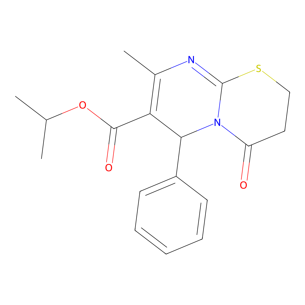 Isopropyl 8-methyl-4-oxo-6-phenyl-3,4-dihydro-2H,6H-pyrimido[2,1-B][1,3]thiazine-7-carboxylate molecular structure, CAS 374092-52-1