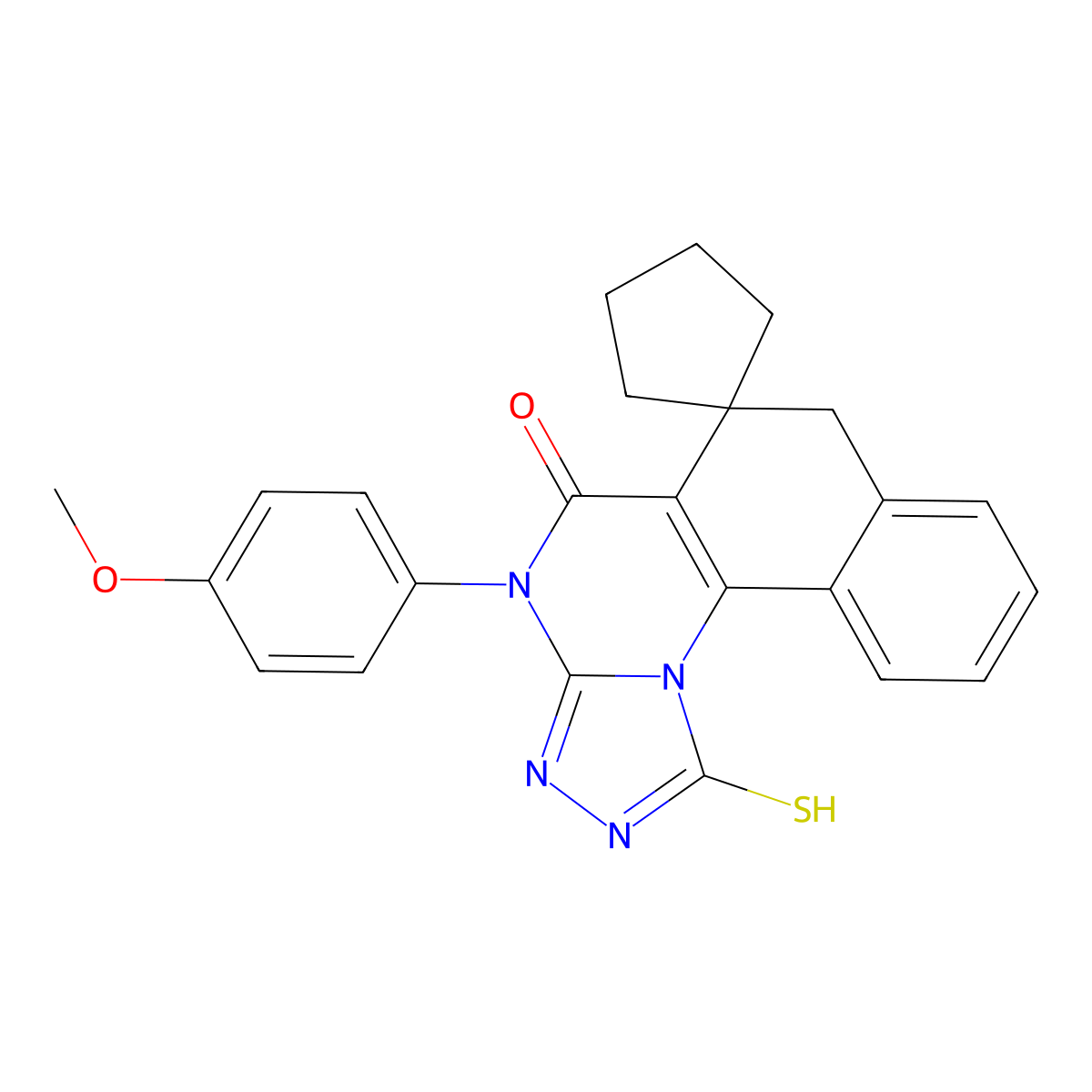 1-mercapto-4-(4-methoxyphenyl)-4H-spiro[benzo[h][1,2,4]triazolo[4,3-a]quinazoline-6,1'-cyclopentan]-5(7H)-one molecular structure, CAS 374092-64-5