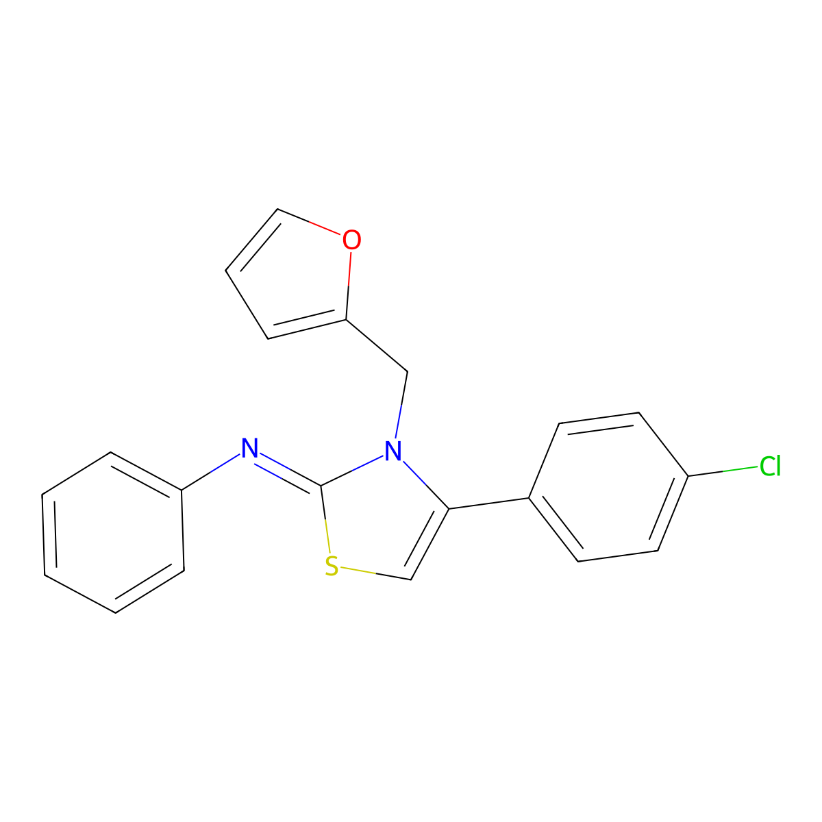 N-(4-(4-Chlorophenyl)-3-(2-furylmethyl)-1,3-thiazol-2(3H)-ylidene)aniline molecular structure, CAS 374092-82-7