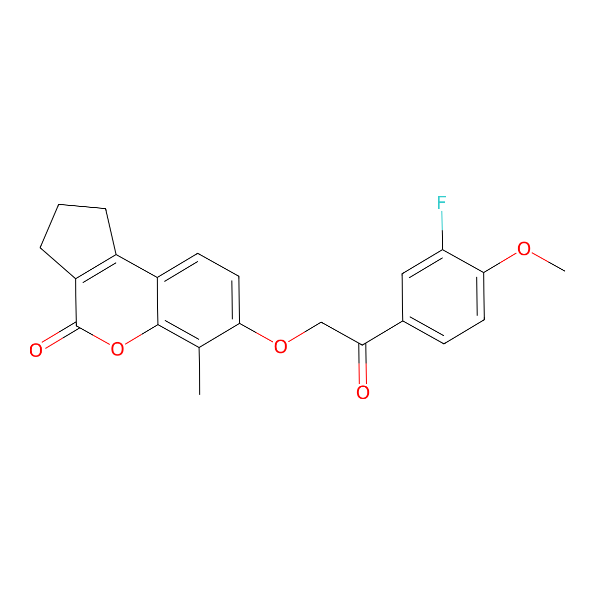7-[2-(3-fluoro-4-methoxyphenyl)-2-oxoethoxy]-6-methyl-2,3-dihydrocyclopenta[c]chromen-4(1H)-one molecular structure, CAS 374094-53-8