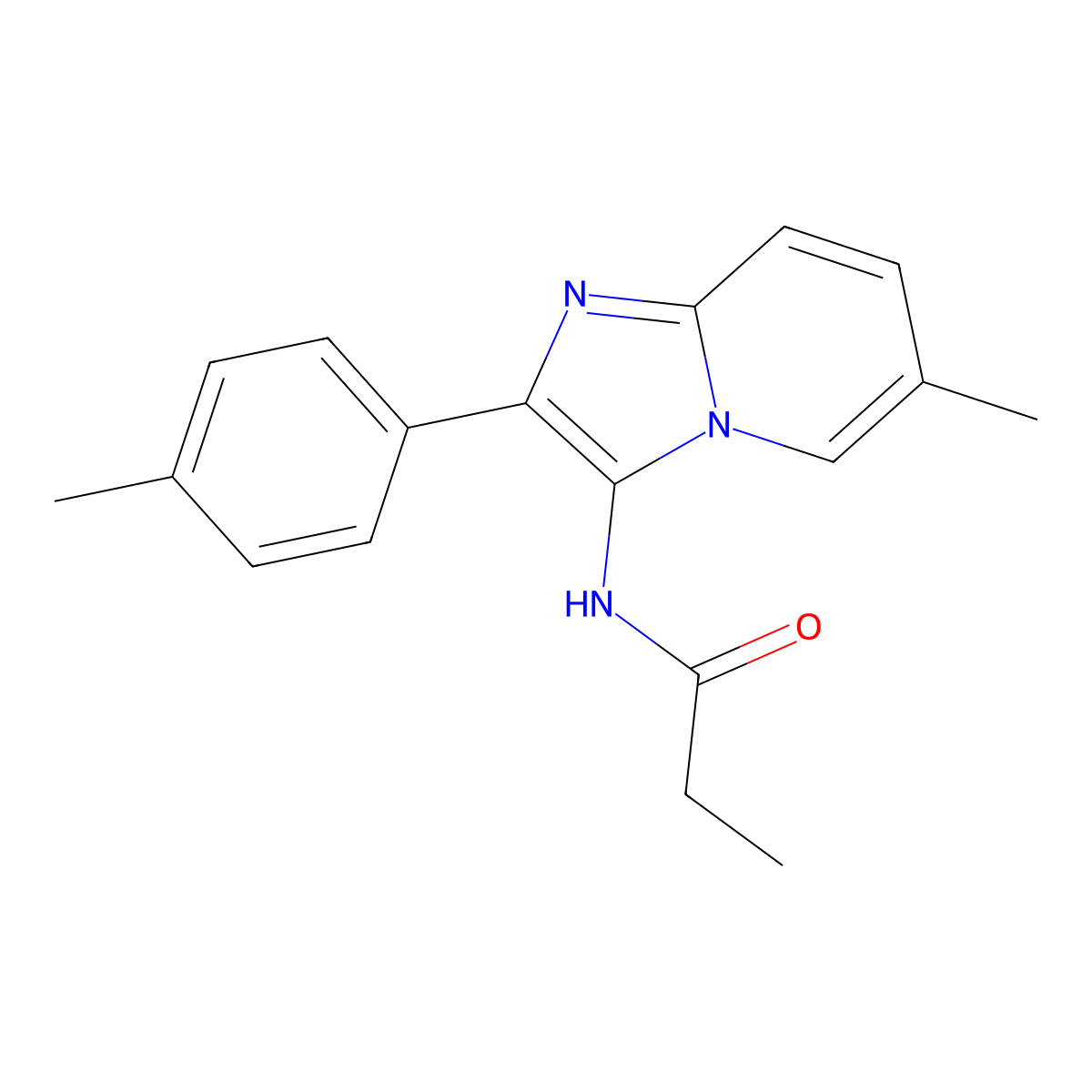 N-[6-methyl-2-(4-methylphenyl)imidazo[1,2-a]pyridin-3-yl]propanamide molecular structure, CAS 374094-74-3
