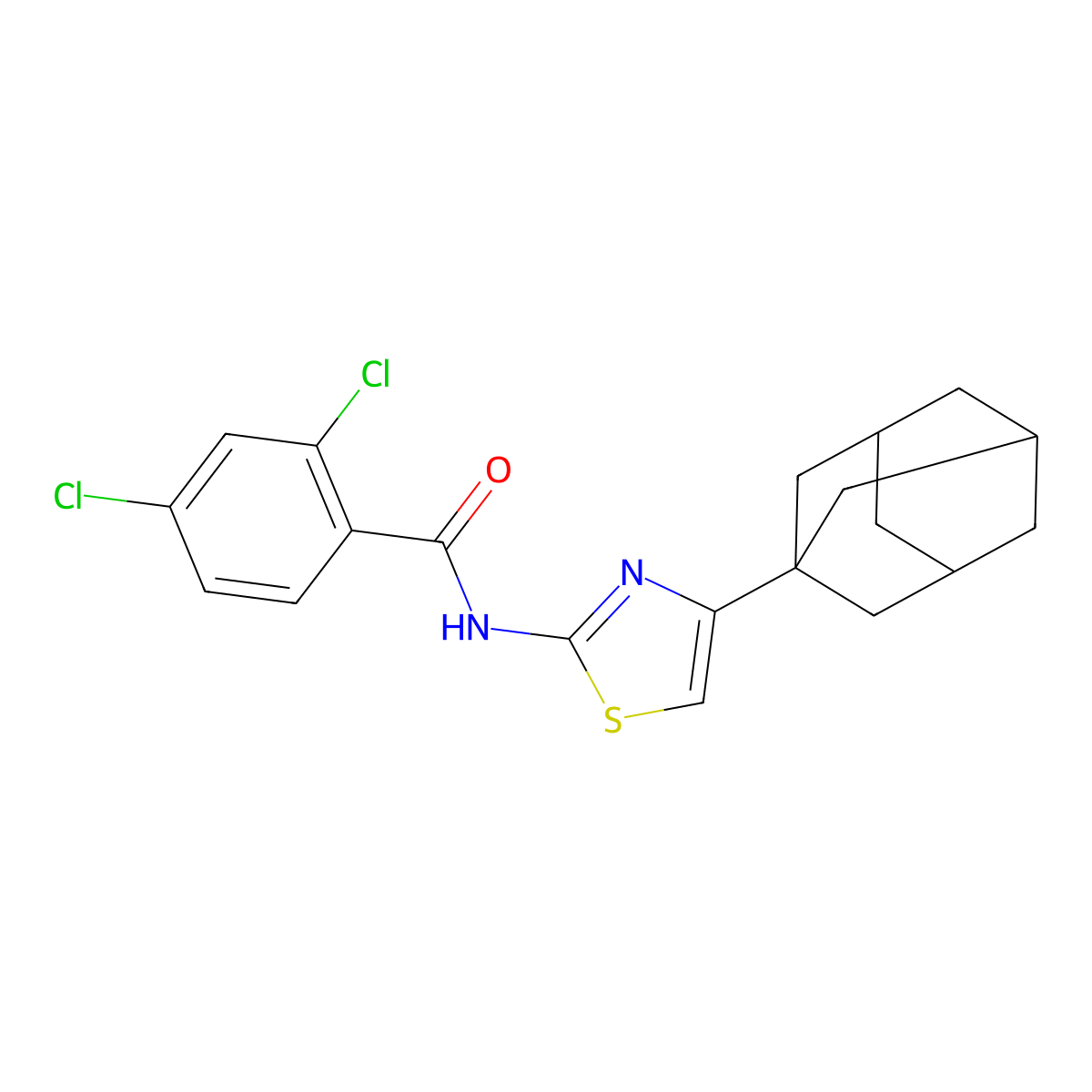 N-[4-(1-adamantyl)-1,3-thiazol-2-yl]-2,4-dichlorobenzamide molecular structure, CAS 374095-20-2
