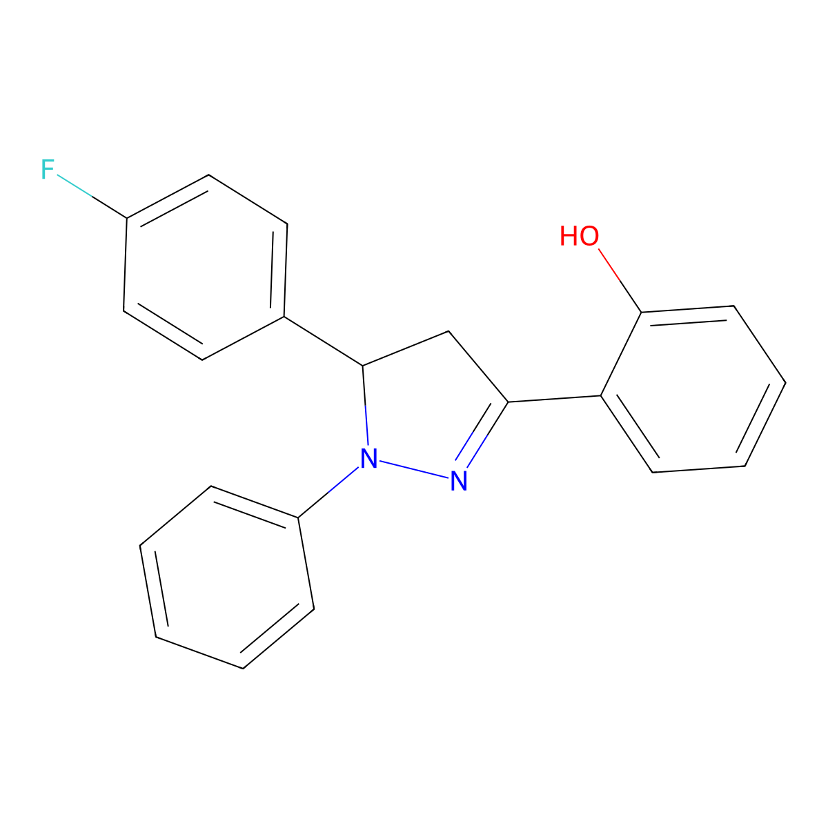 2-[5-(4-fluorophenyl)-1-phenyl-4,5-dihydro-1H-pyrazol-3-yl]phenol molecular structure, CAS 374095-41-7