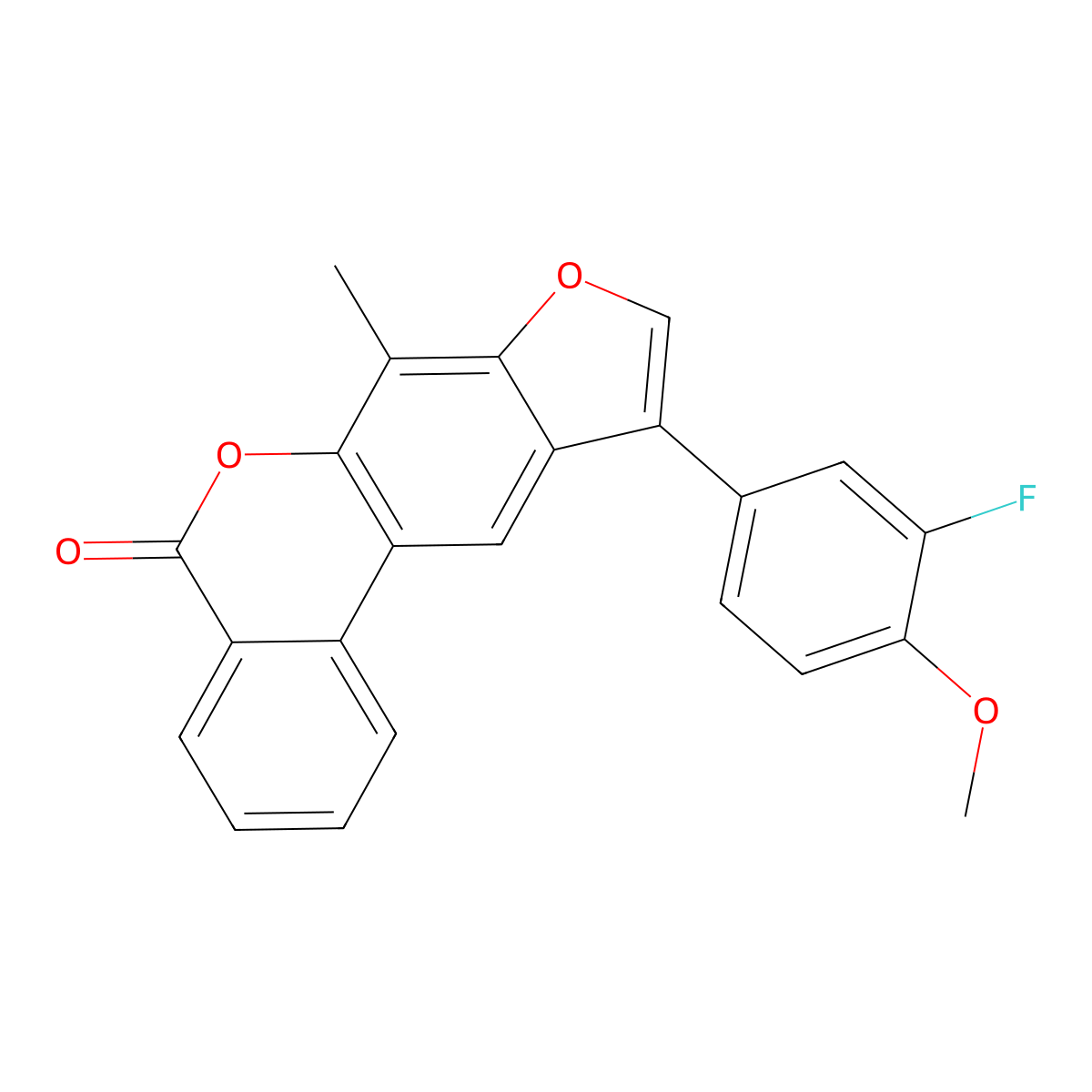 10-(3-fluoro-4-methoxyphenyl)-7-methyl-5H-benzo[c]furo[3,2-g]chromen-5-one molecular structure, CAS 374095-57-5