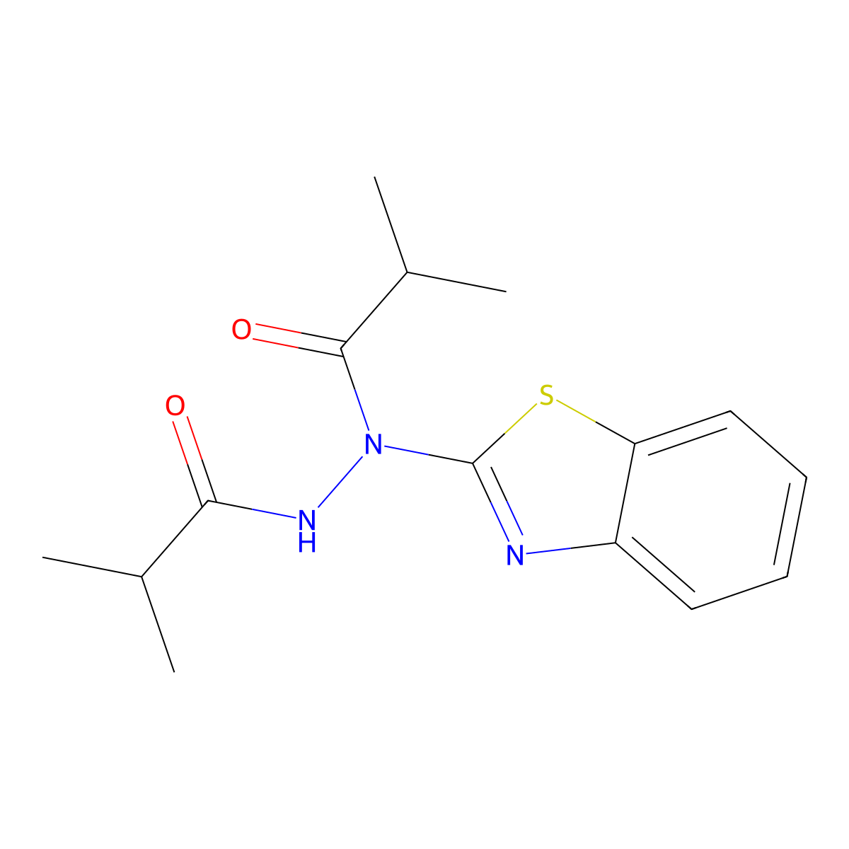N-(1,3-benzothiazol-2-yl)-2-methyl-N'-(2-methylpropanoyl)propanehydrazide molecular structure, CAS 374095-69-9