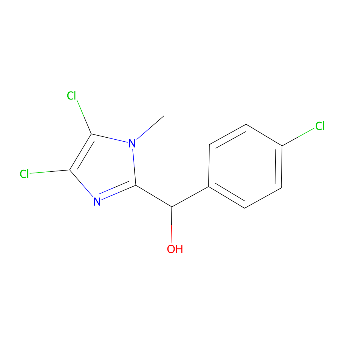 (4-chlorophenyl)(4,5-dichloro-1-methyl-1H-imidazol-2-yl)methanol molecular structure, CAS 374095-97-3