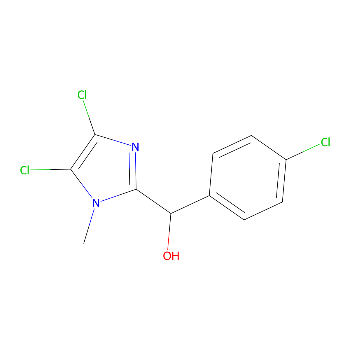 (4-chlorophenyl)(4,5-dichloro-1-methyl-1H-imidazol-2-yl)methanol molecular structure, CAS 374095-97-3