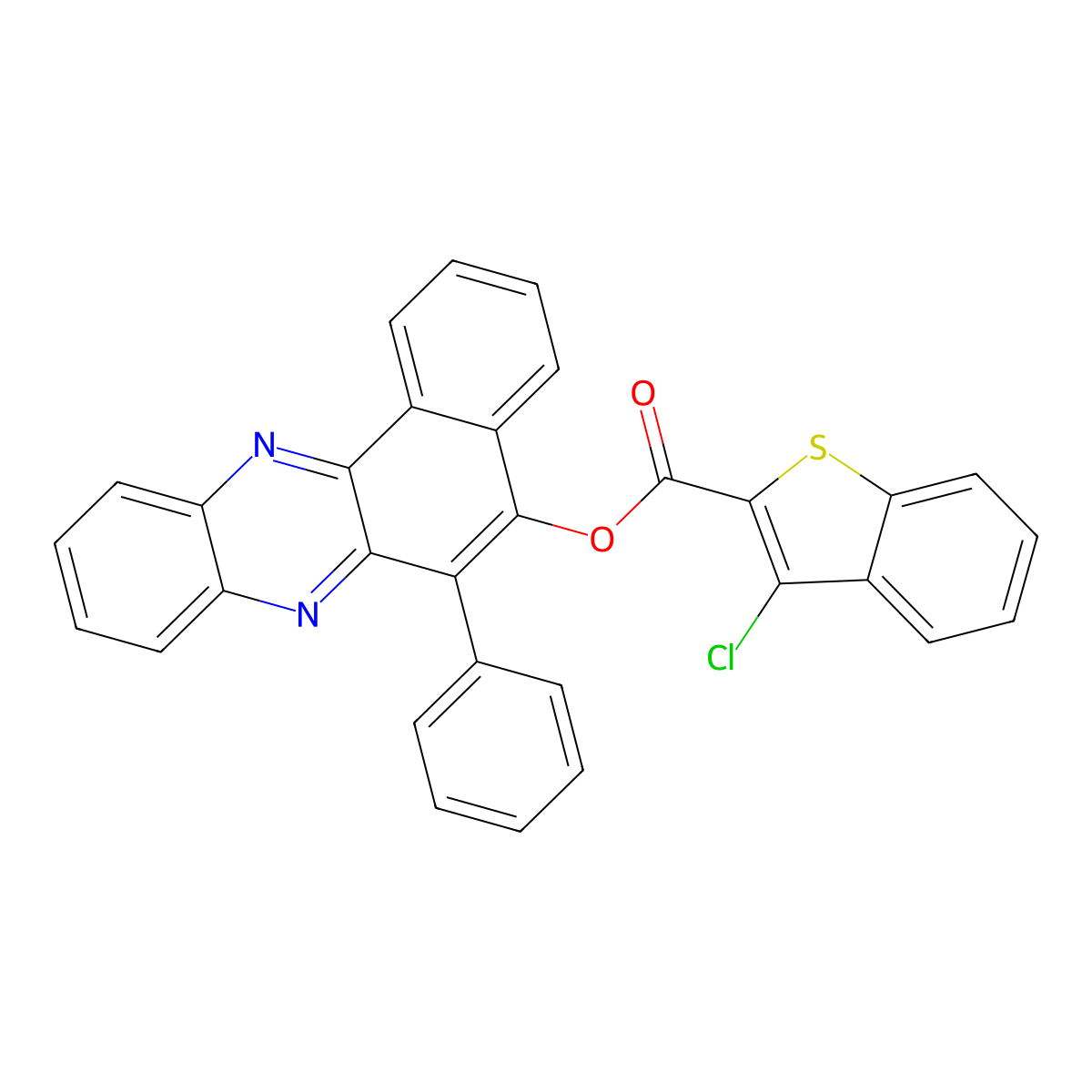 6-Phenylbenzo[a]phenazin-5-yl 3-chloro-1-benzothiophene-2-carboxylate molecular structure, CAS 374096-14-7