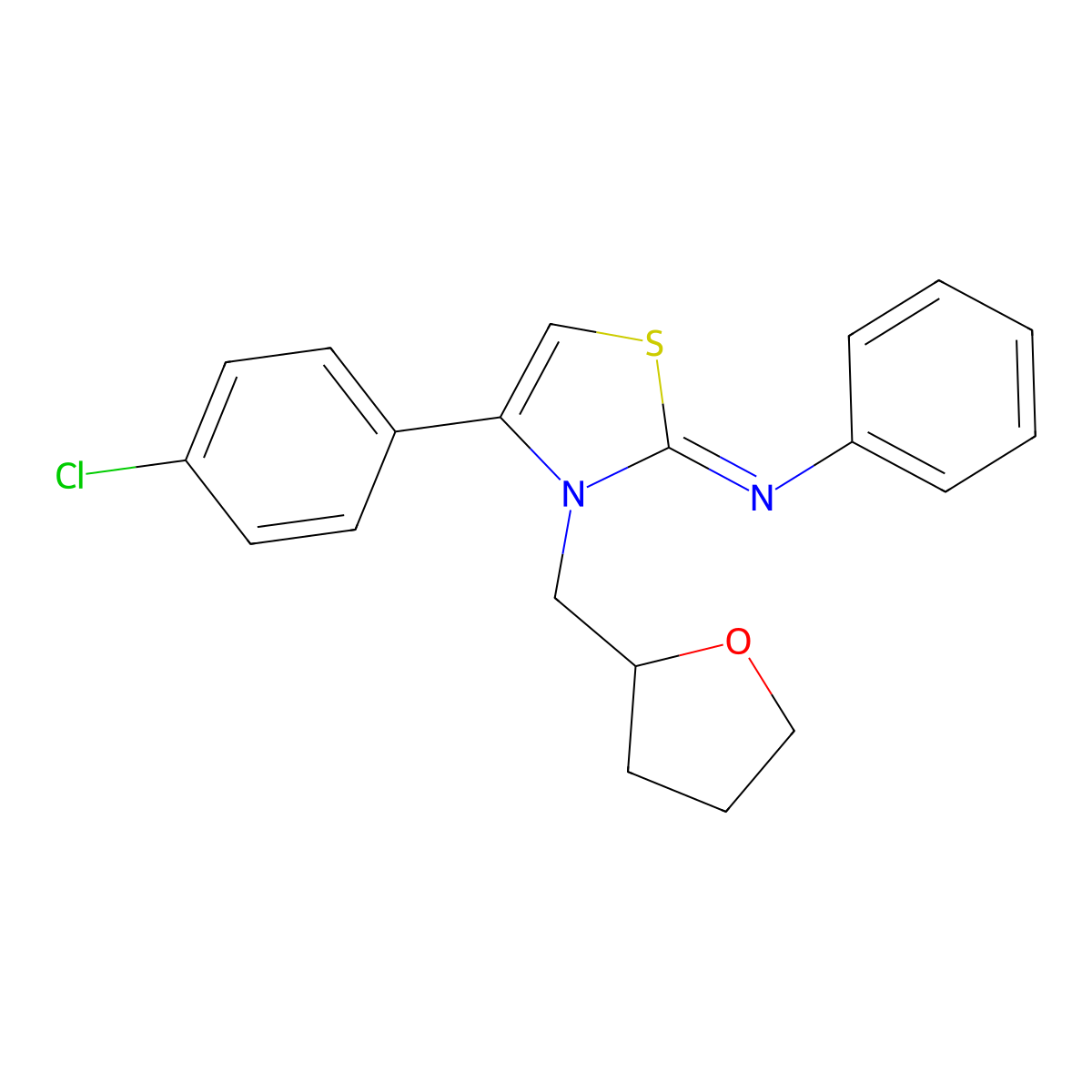 N-(4-(4-CL-PH)-3-(Tetrahydro-2-furanylmethyl)-1,3-thiazol-2(3H)-ylidene)aniline molecular structure, CAS 374096-46-5
