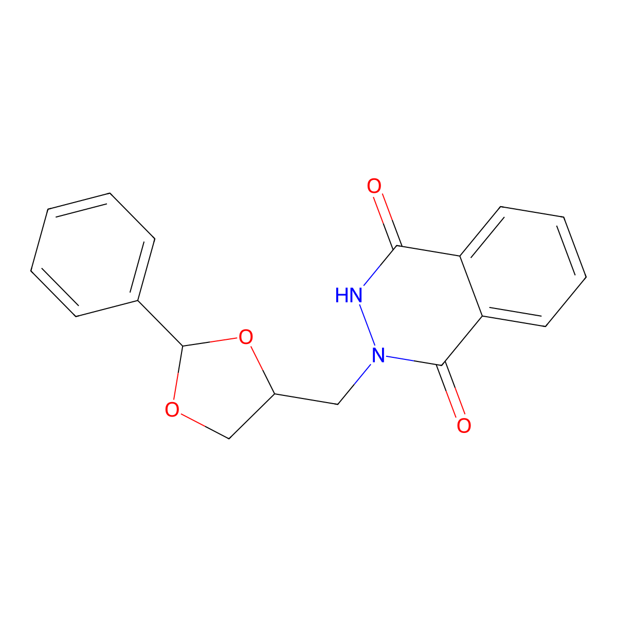 2-[(2-Phenyl-1,3-dioxolan-4-yl)methyl]-2,3-dihydrophthalazine-1,4-dione molecular structure, CAS 374096-90-9