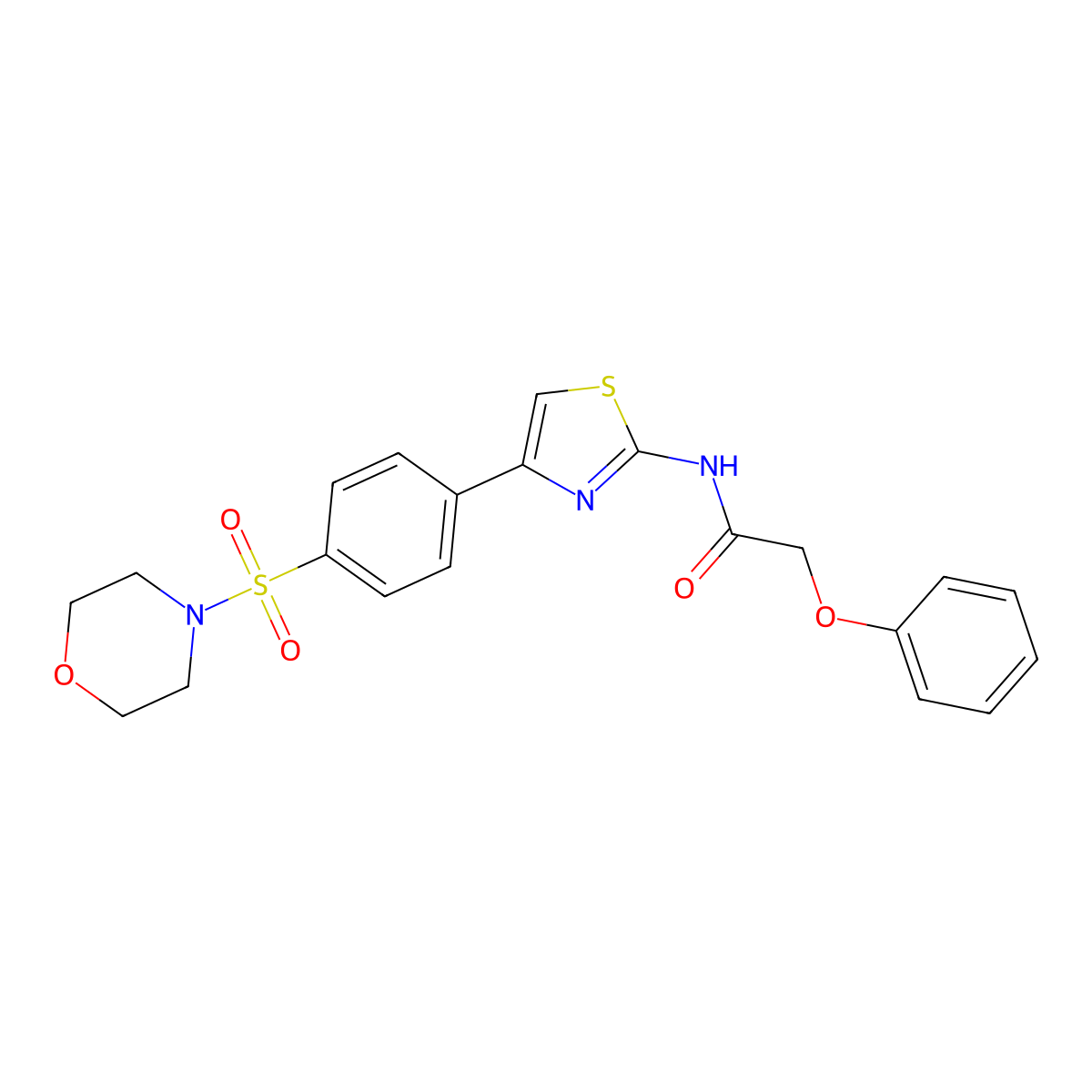 N-{4-[4-(morpholin-4-ylsulfonyl)phenyl]-1,3-thiazol-2-yl}-2-phenoxyacetamide molecular structure, CAS 374097-08-2