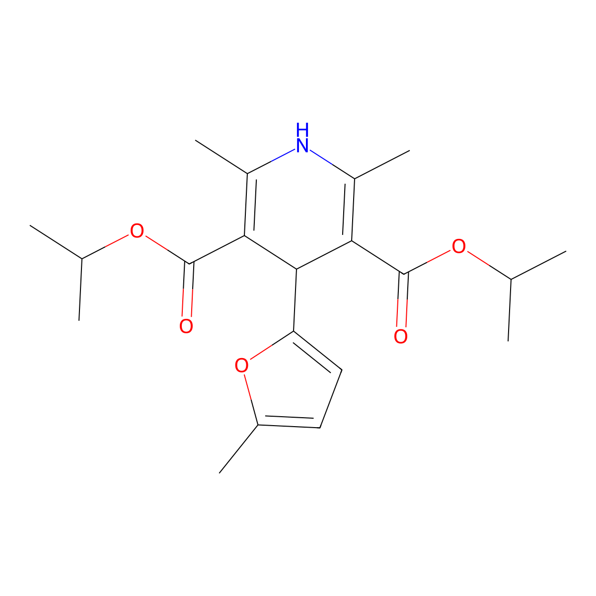 Dipropan-2-yl 2,6-dimethyl-4-(5-methylfuran-2-yl)-1,4-dihydropyridine-3,5-dicarboxylate molecular structure, CAS 374097-25-3