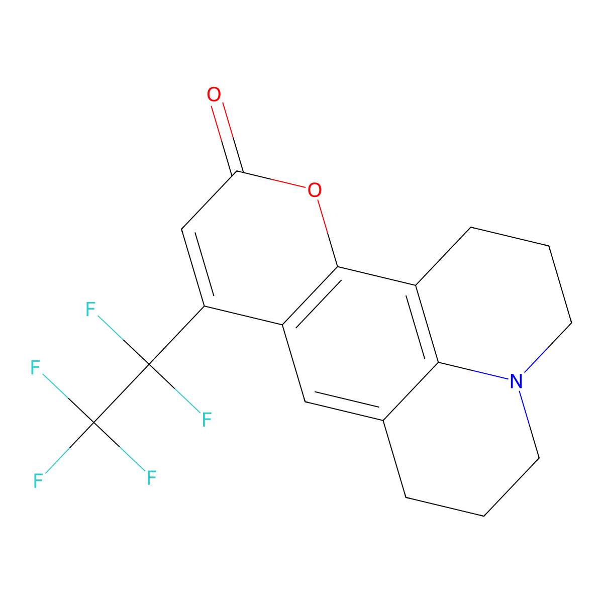 9-(perfluoroethyl)-2,3,6,7-tetrahydro-1H-pyrano[2,3-f]pyrido[3,2,1-ij]quinolin-11(5H)-one molecular structure, CAS 374098-04-1