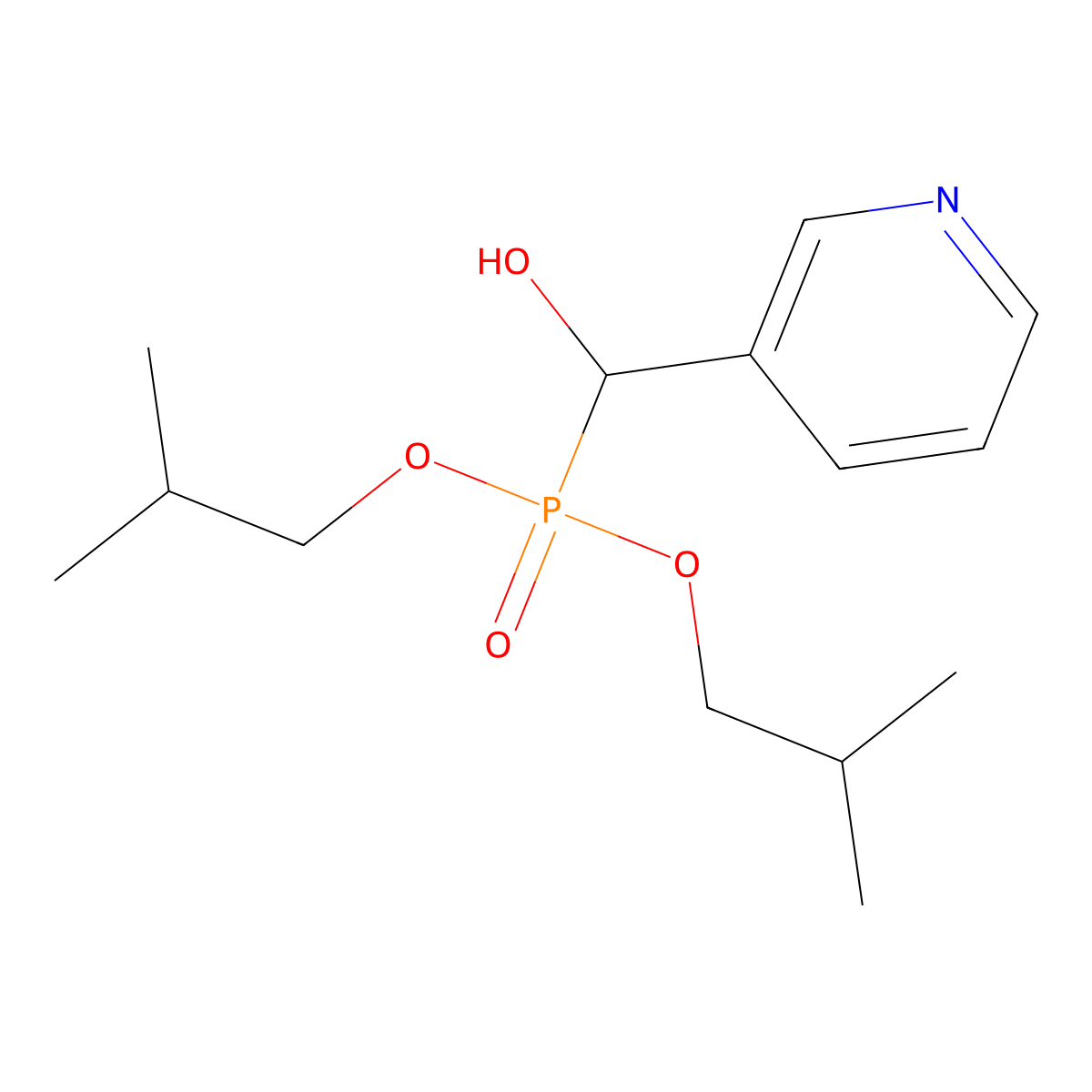 Bis(2-methylpropoxy)phosphoryl-pyridin-3-ylmethanol molecular structure, CAS 374098-17-6