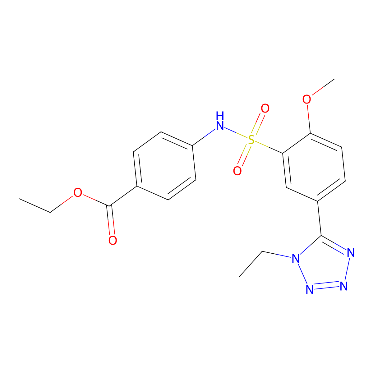 ethyl 4-(5-(1-ethyl-1H-tetrazol-5-yl)-2-methoxyphenylsulfonamido)benzoate molecular structure, CAS 374098-83-6