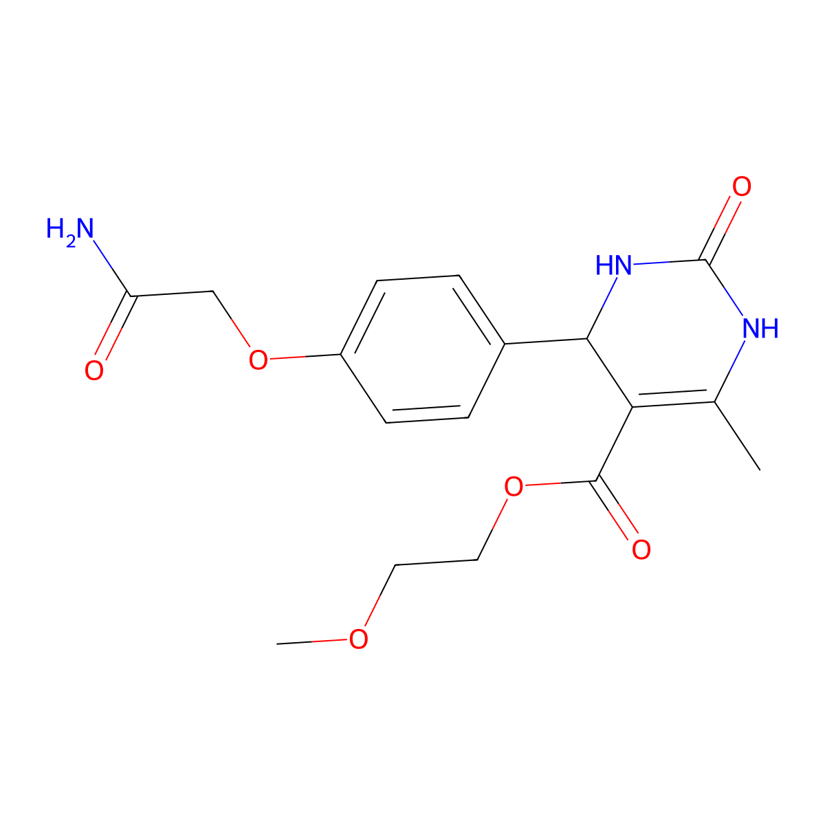 2-Methoxyethyl 4-[4-(carbamoylmethoxy)phenyl]-6-methyl-2-oxo-1,2,3,4-tetrahydropyrimidine-5-carboxylate molecular structure, CAS 374099-61-3