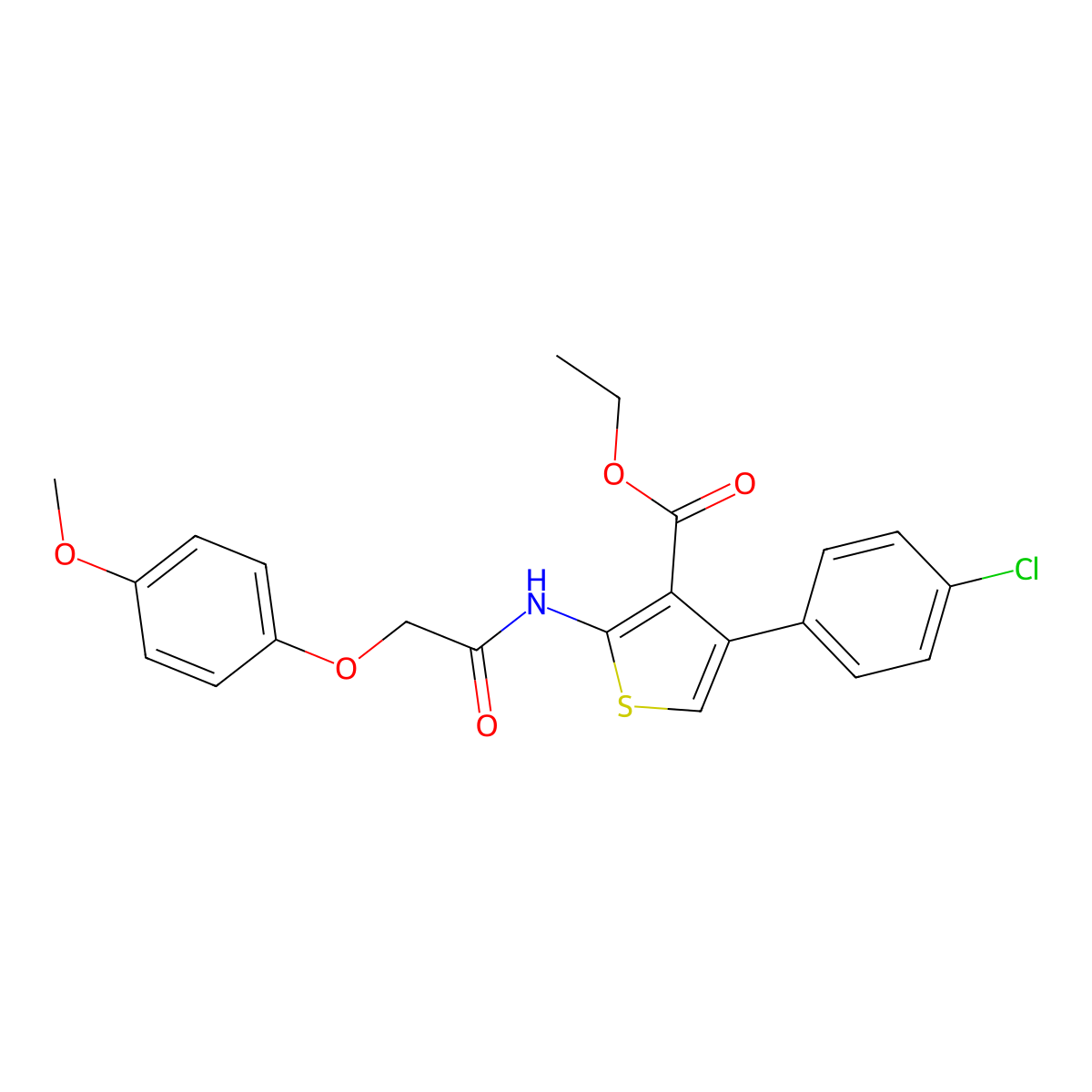 Ethyl 4-(4-chlorophenyl)-2-{[(4-methoxyphenoxy)acetyl]amino}thiophene-3-carboxylate molecular structure, CAS 374099-77-1