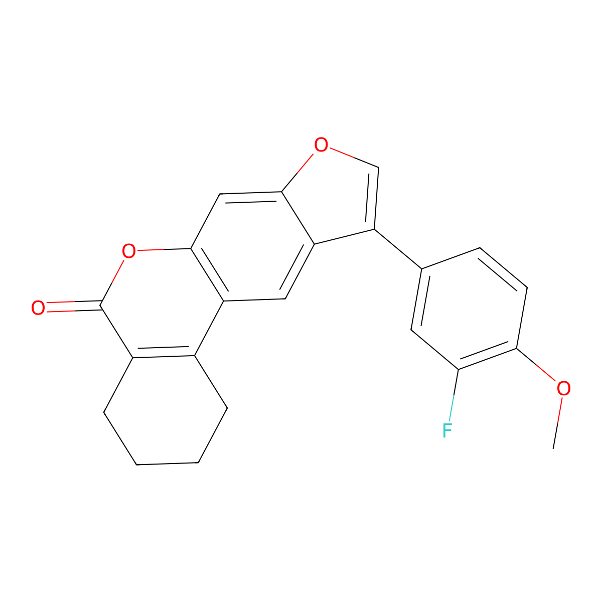 10-(3-fluoro-4-methoxyphenyl)-1,2,3,4-tetrahydro-5H-benzo[c]furo[3,2-g]chromen-5-one molecular structure, CAS 374099-85-1