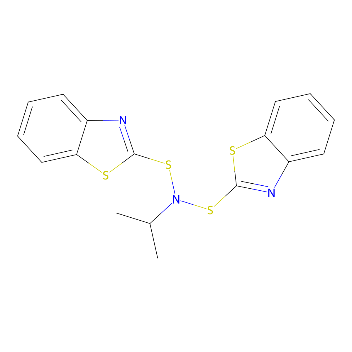 N,N-Bis(1,3-benzothiazol-2-ylsulfanyl)-2-propanamine molecular structure, CAS 3741-79-5