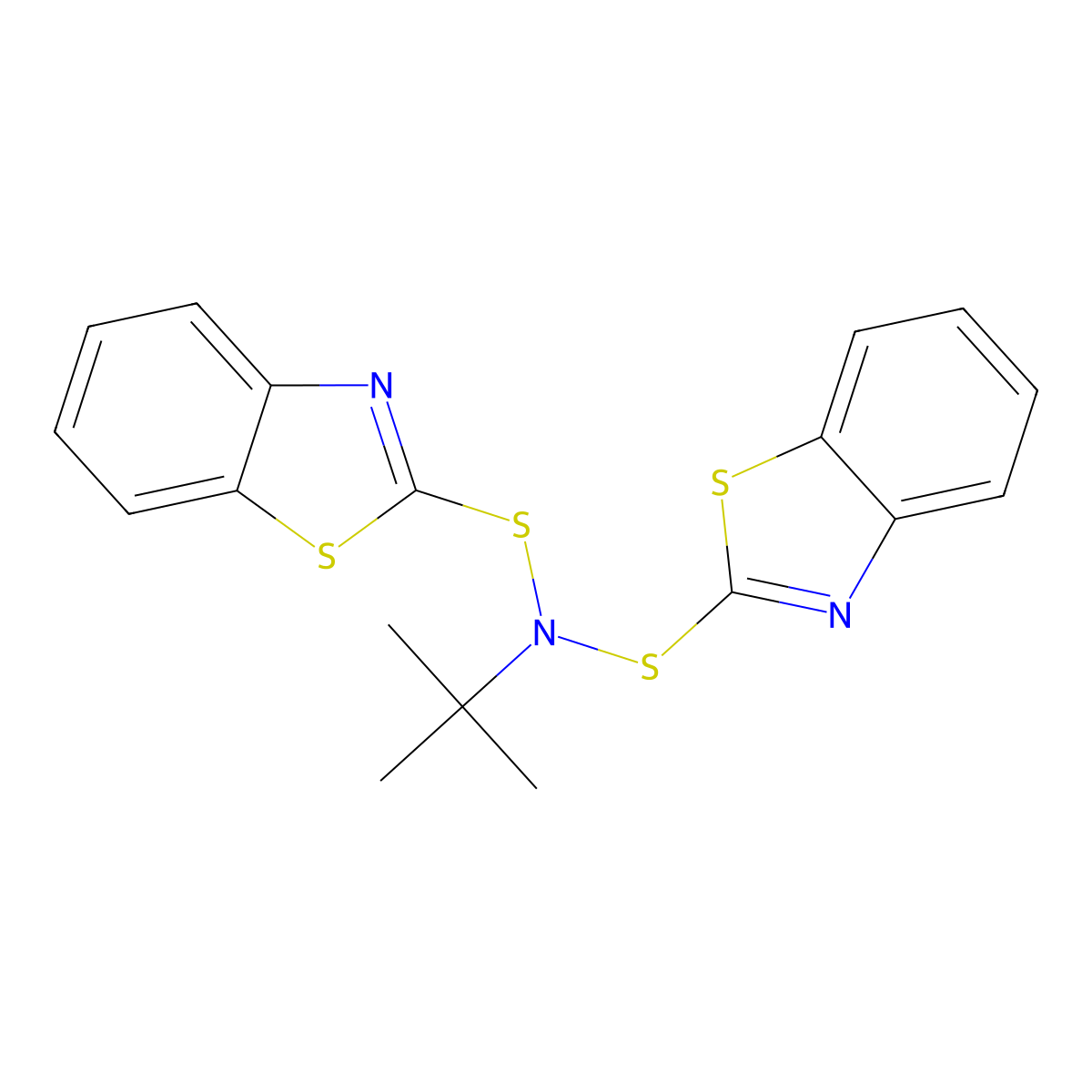 N-tert-Butyl-di(2-benzothiazolesulfen)amide molecular structure, CAS 3741-80-8