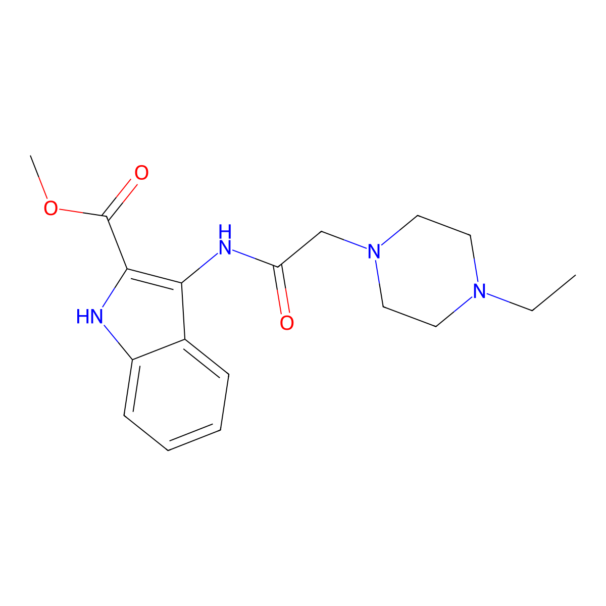 Methyl 3-[[2-(4-ethyl-1-piperazinyl)acetyl]amino]-1H-indole-2-carboxylate molecular structure, CAS 374101-01-6