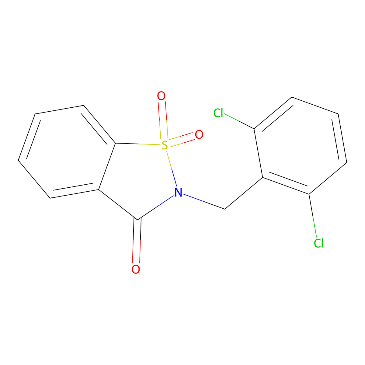 2-[(2,6-Dichlorophenyl)methyl]-1,1-dioxo-1,2-benzothiazol-3-one molecular structure, CAS 374101-87-8