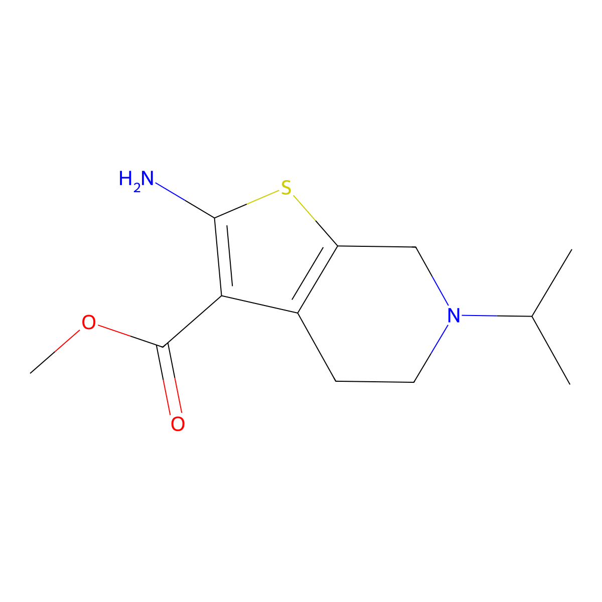 Methyl 2-amino-6-isopropyl-4,5,6,7-tetrahydrothieno[2,3-c]pyridine-3-carboxylate molecular structure, CAS 374102-02-0
