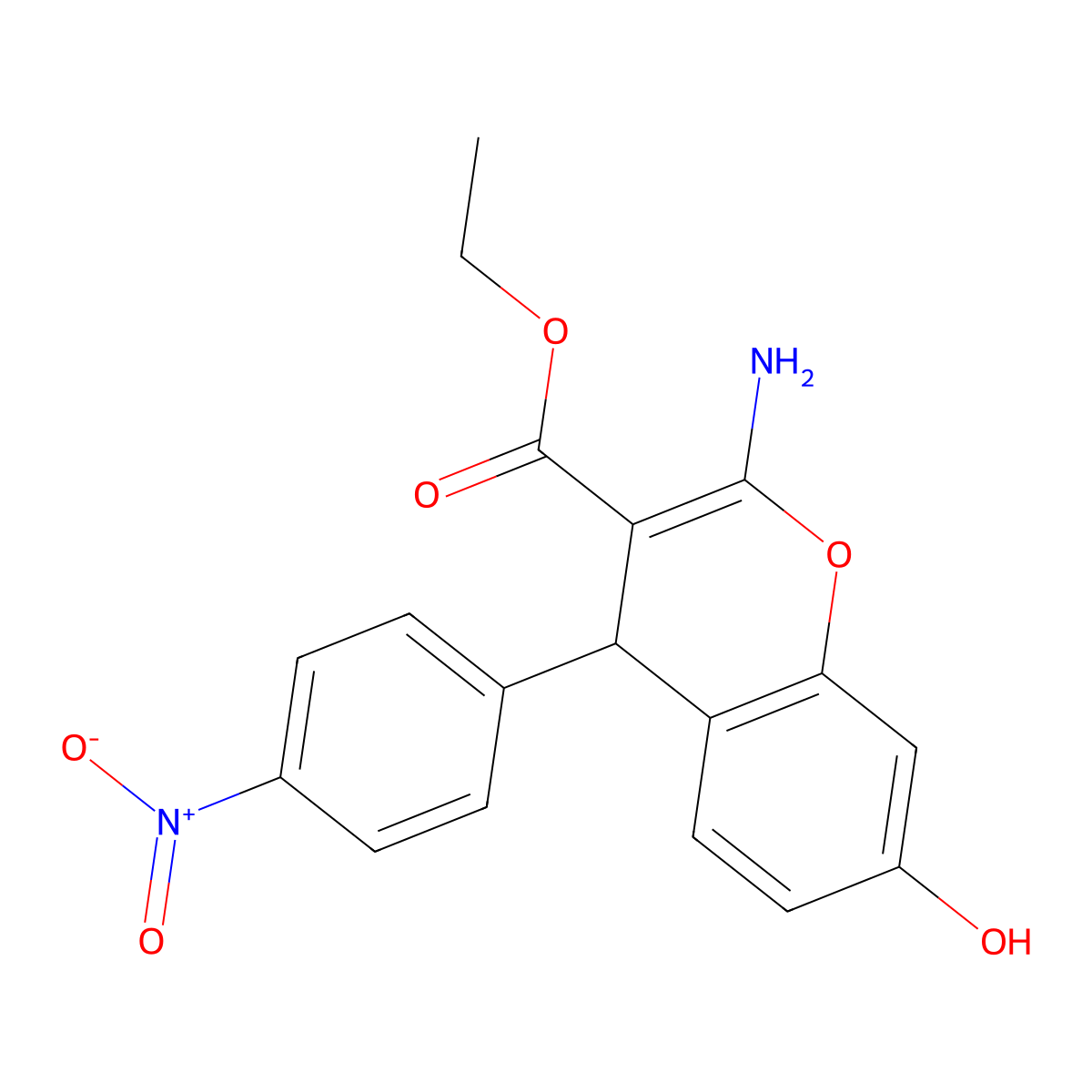 ethyl 2-amino-7-hydroxy-4-(4-nitrophenyl)-4H-chromene-3-carboxylate molecular structure, CAS 374102-08-6