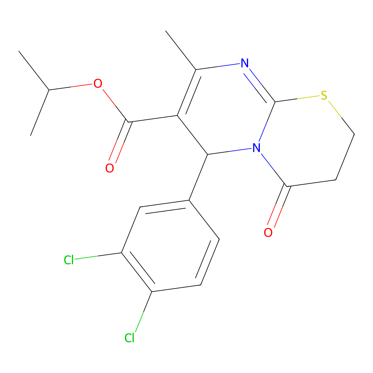 isopropyl 6-(3,4-dichlorophenyl)-8-methyl-4-oxo-3,4-dihydro-2H,6H-pyrimido[2,1-b][1,3]thiazine-7-carboxylate molecular structure, CAS 374102-34-8